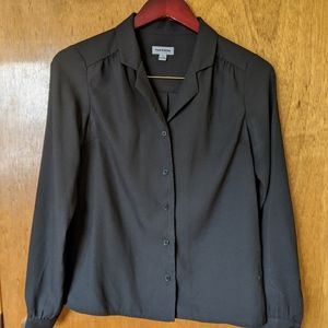 Black notch collar blouse